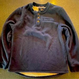 Lee Men's Sz M Navy Blue Long Sleeve Sherpa Lined Pullover Sweatshirt